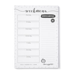 Maaltijdplanner Papier A5 Zwart Wit // Notitieblok Menuplanner