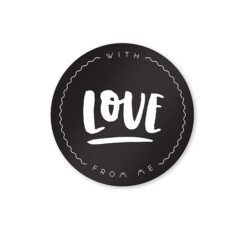 Sluitstickers With Love Zwart Wit // Rond 10 Stuks