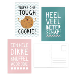 Wenskaarten Beterschap Knuffel // Set 3 Stuks